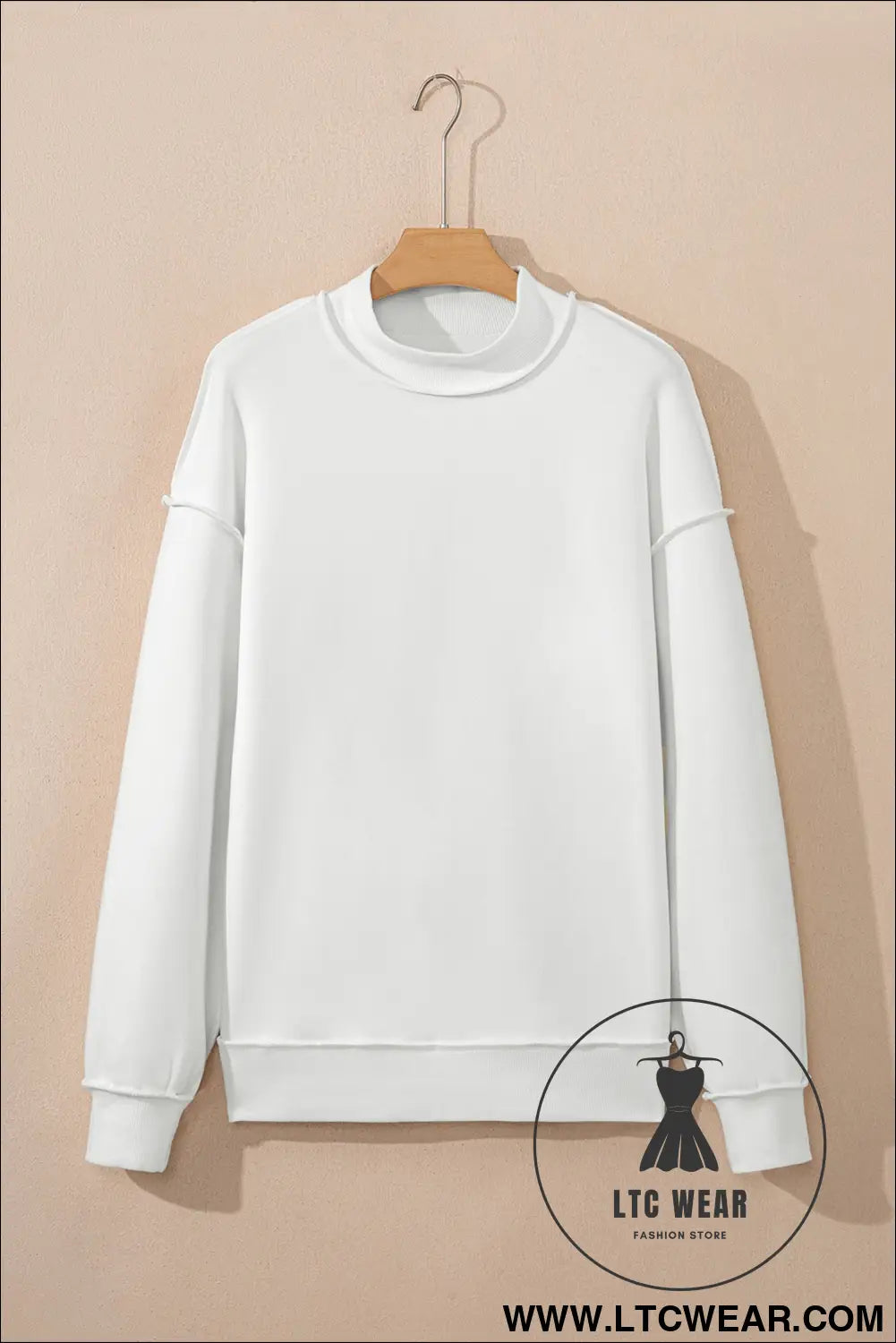 Apricot oversize drop shoulder reversible mock neck sweatshirt - sweatshirts & hoodies