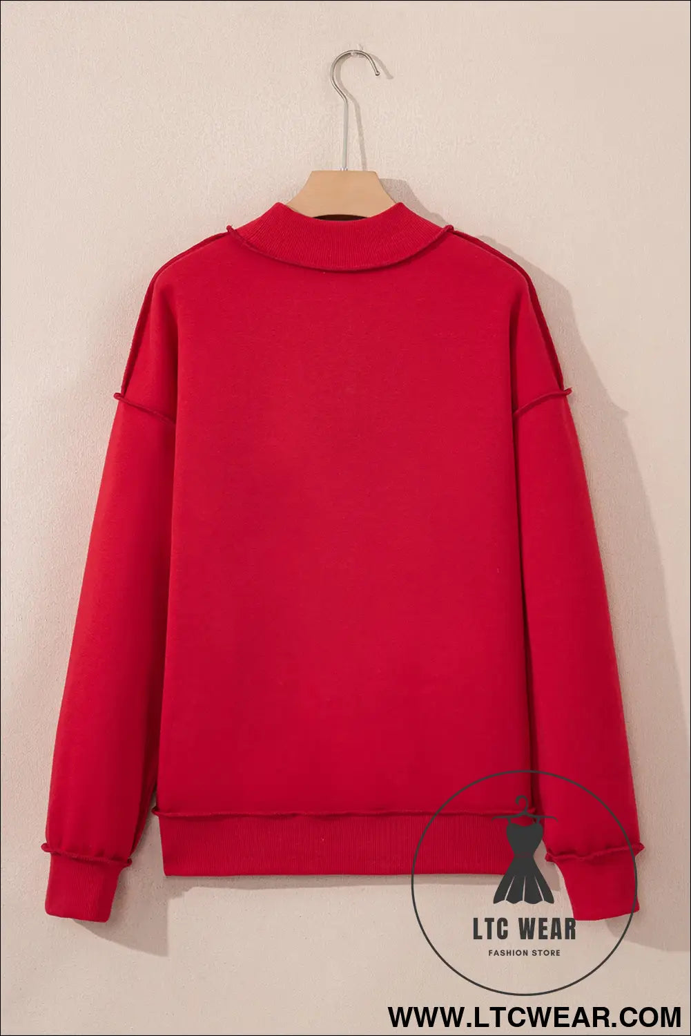 Apricot oversize drop shoulder reversible mock neck sweatshirt - sweatshirts & hoodies