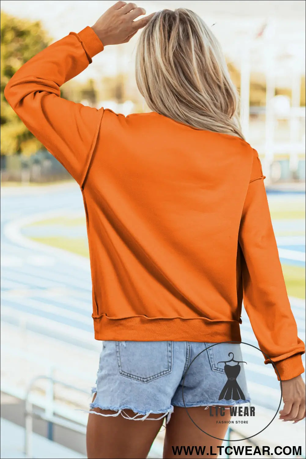 Apricot oversize drop shoulder reversible mock neck sweatshirt - sweatshirts & hoodies