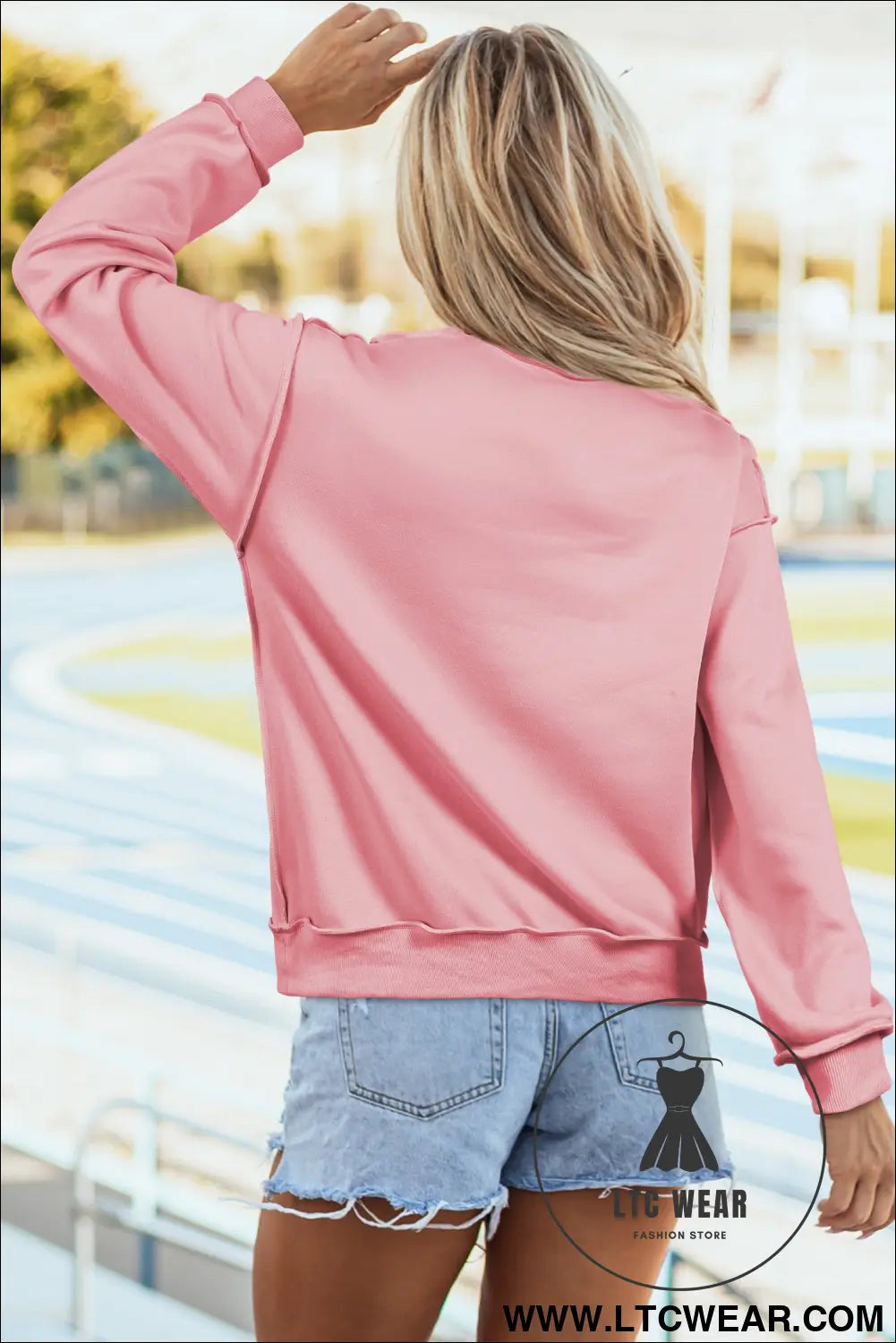 Apricot oversize drop shoulder reversible mock neck sweatshirt - sweatshirts & hoodies