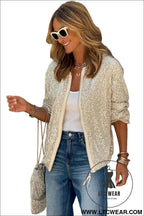 Apricot sequin zipper-up jacket - 20%