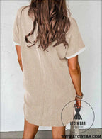 Apricot Twisted Ribbed Color Block T Shirt Shift Dress