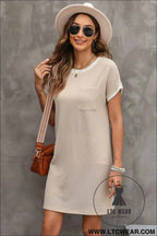 Apricot Twisted Ribbed Color Block T Shirt Shift Dress