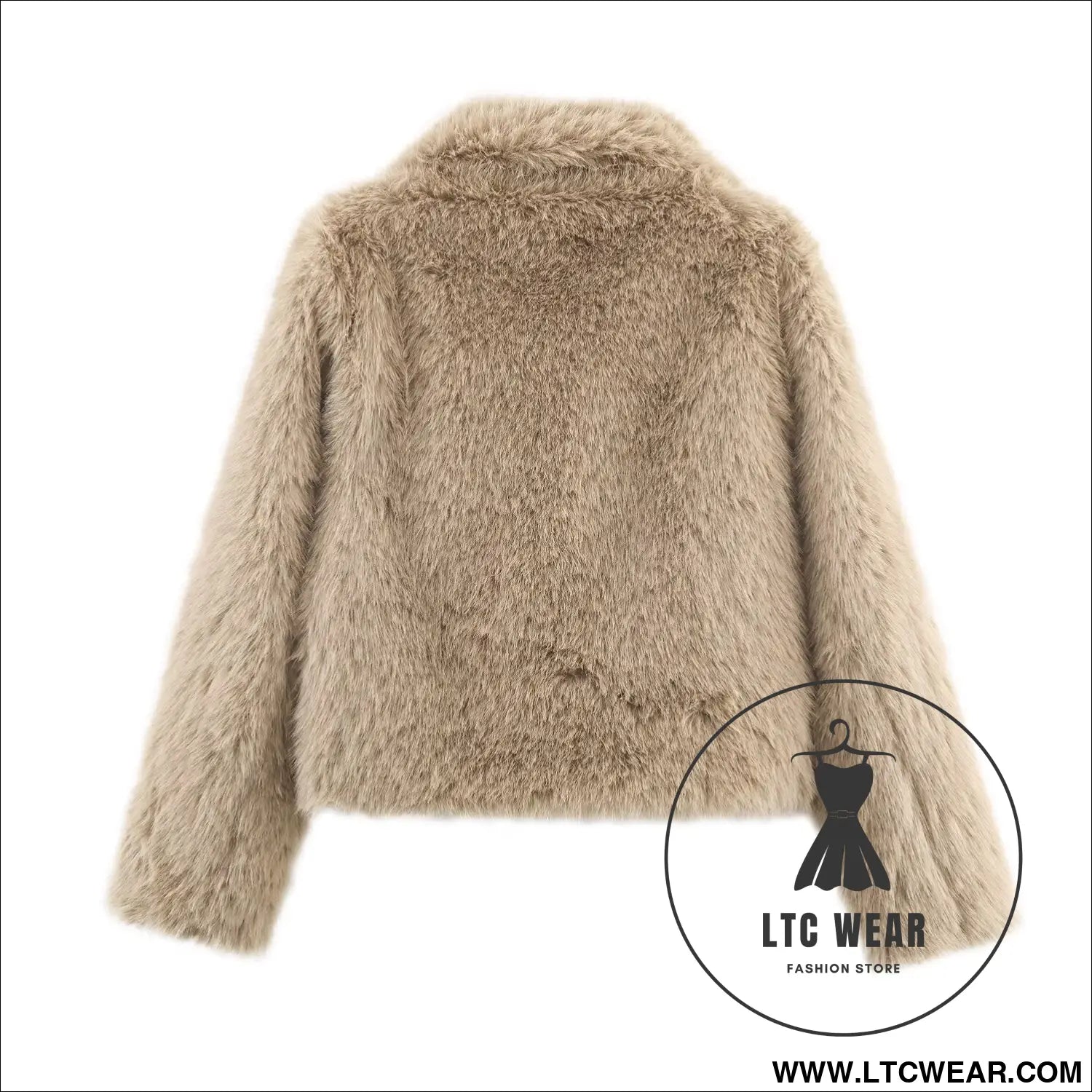 Artificial fur effect short jacket
