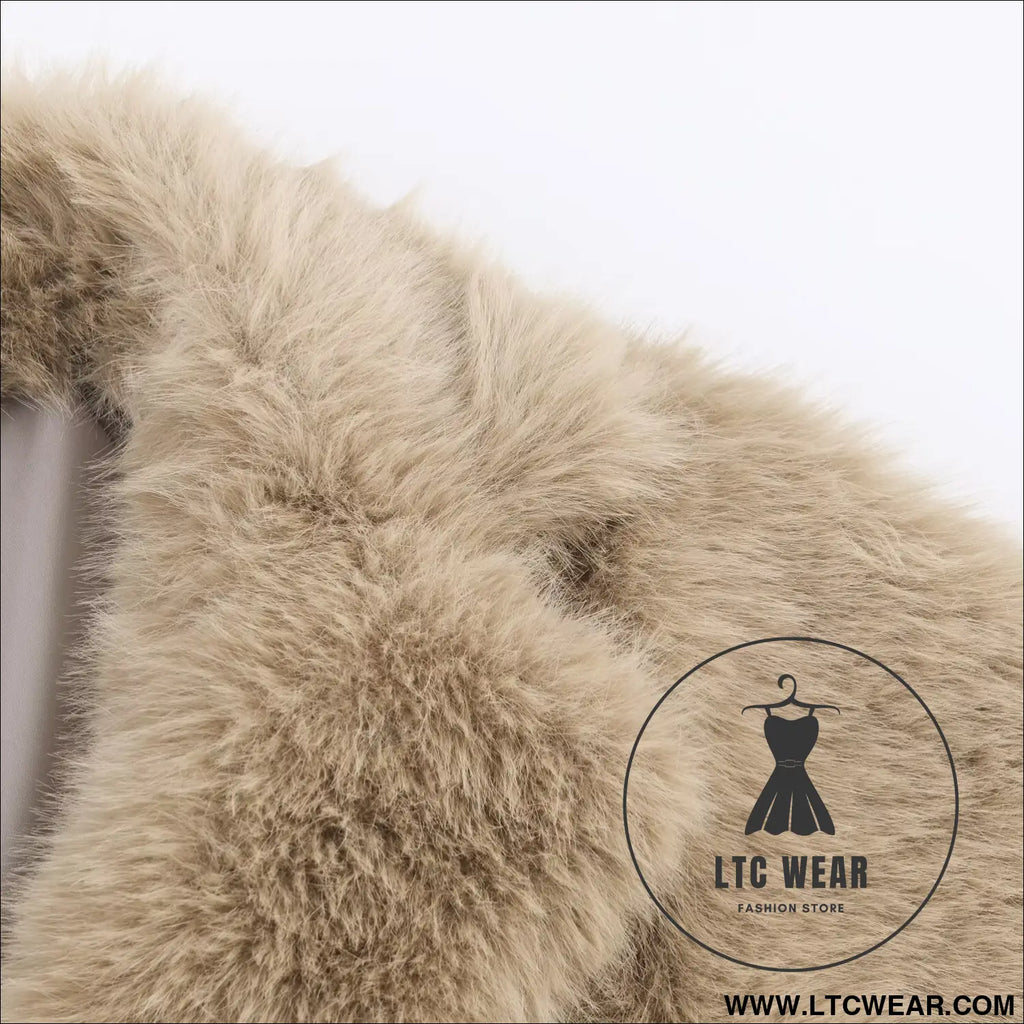 Artificial fur effect short jacket