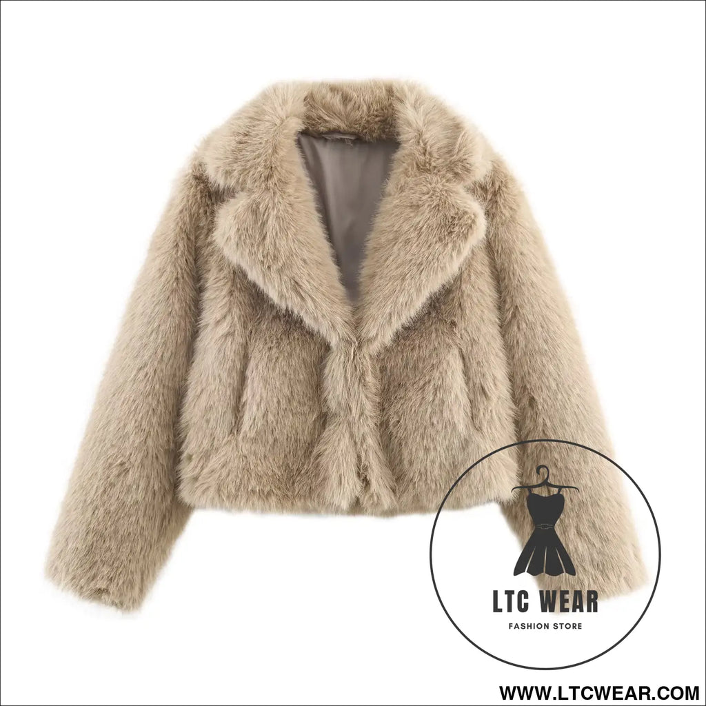 Artificial fur effect short jacket