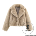 Artificial fur effect short jacket