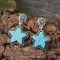 Artificial turquoise alloy star earrings - sky blue / one size