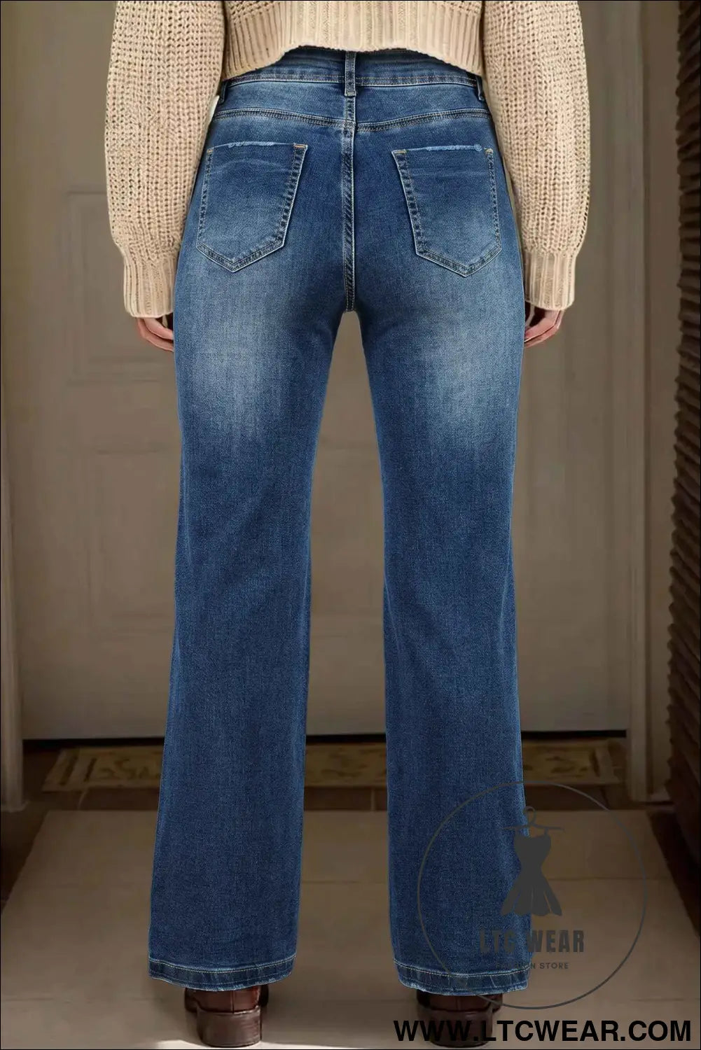 Ashleigh Blue Acid Washed Straight Leg Full Length Casual Jeans
