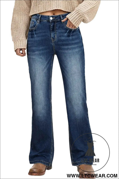 Ashleigh Blue Acid Washed Straight Leg Full Length Casual Jeans