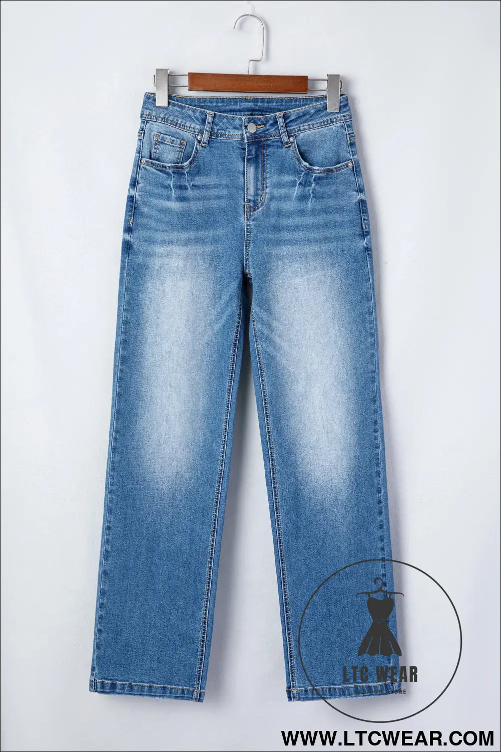 Ashleigh blue acid washed straight leg full length casual jeans - jeans