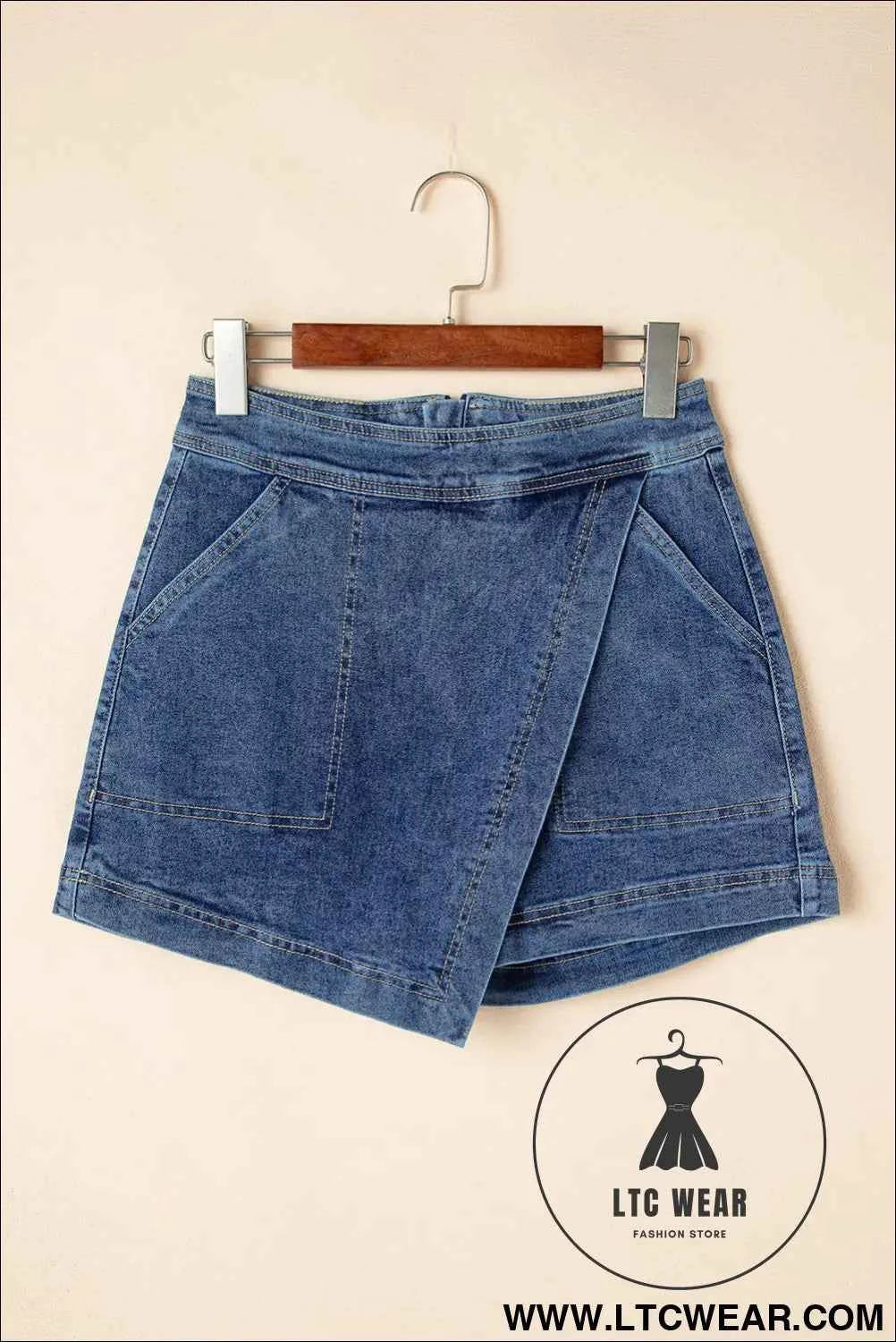 Ashleigh Blue Faux Wrapped Mini Denim Skort