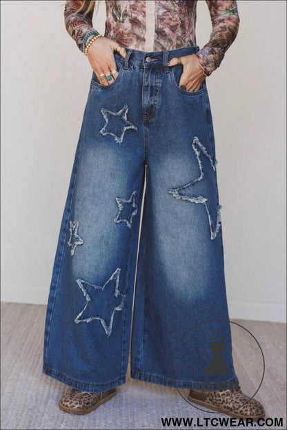 Ashleigh Blue Star Decorated Wide Leg Jeans