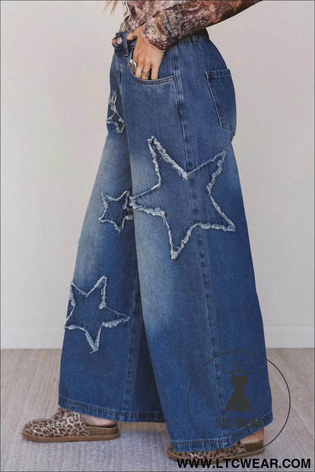 Ashleigh Blue Star Decorated Wide Leg Jeans