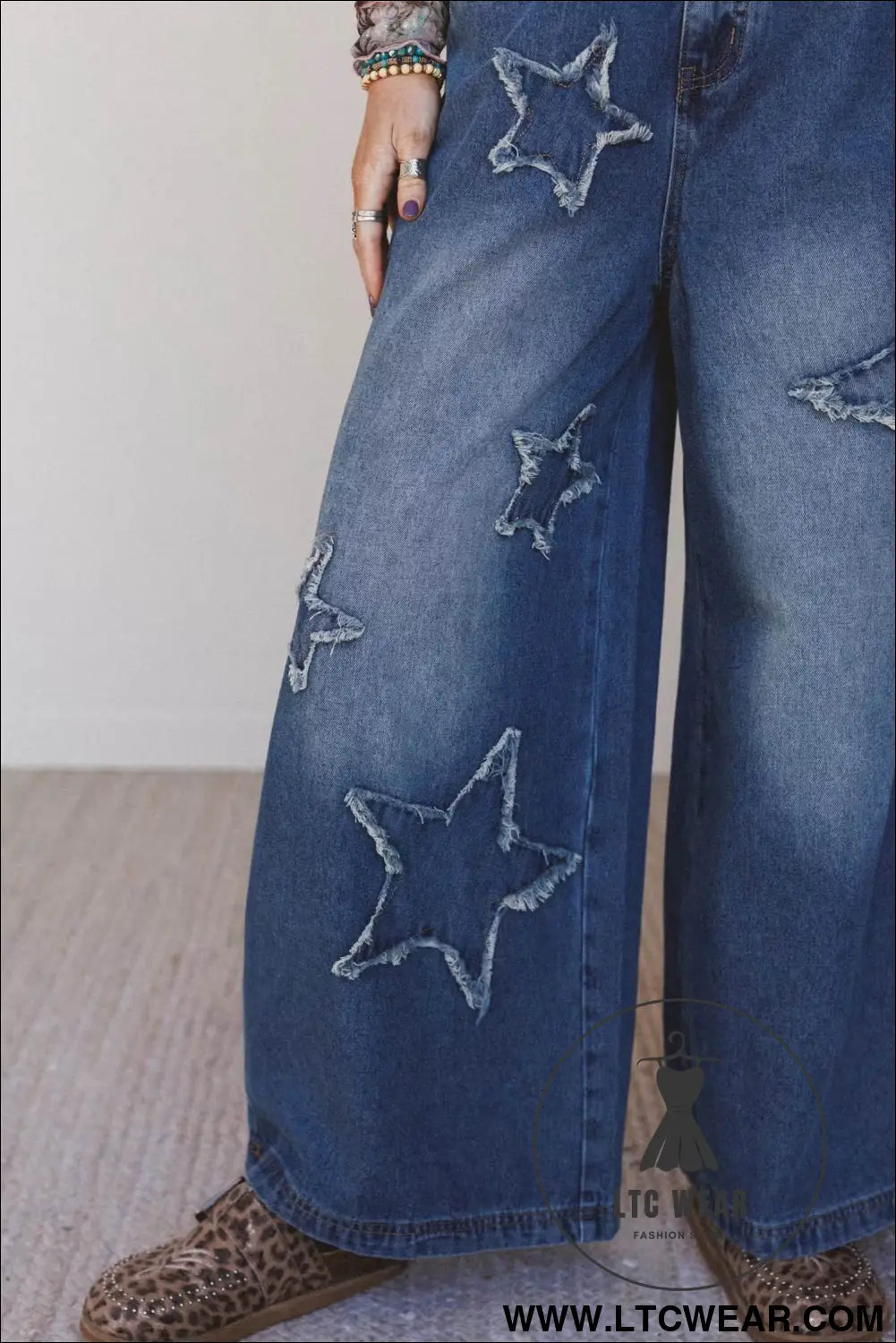Ashleigh Blue Star Decorated Wide Leg Jeans