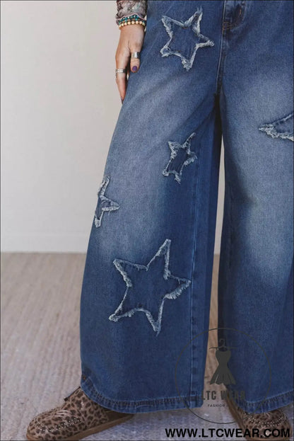 Ashleigh Blue Star Decorated Wide Leg Jeans