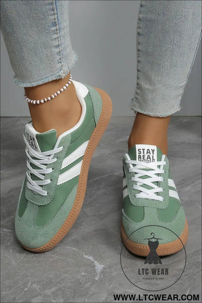 Ashleigh Blue Varsity Color Block Patchwork PU Leather Lace Up Shoes - L.T.C Wear Online Fashion Store