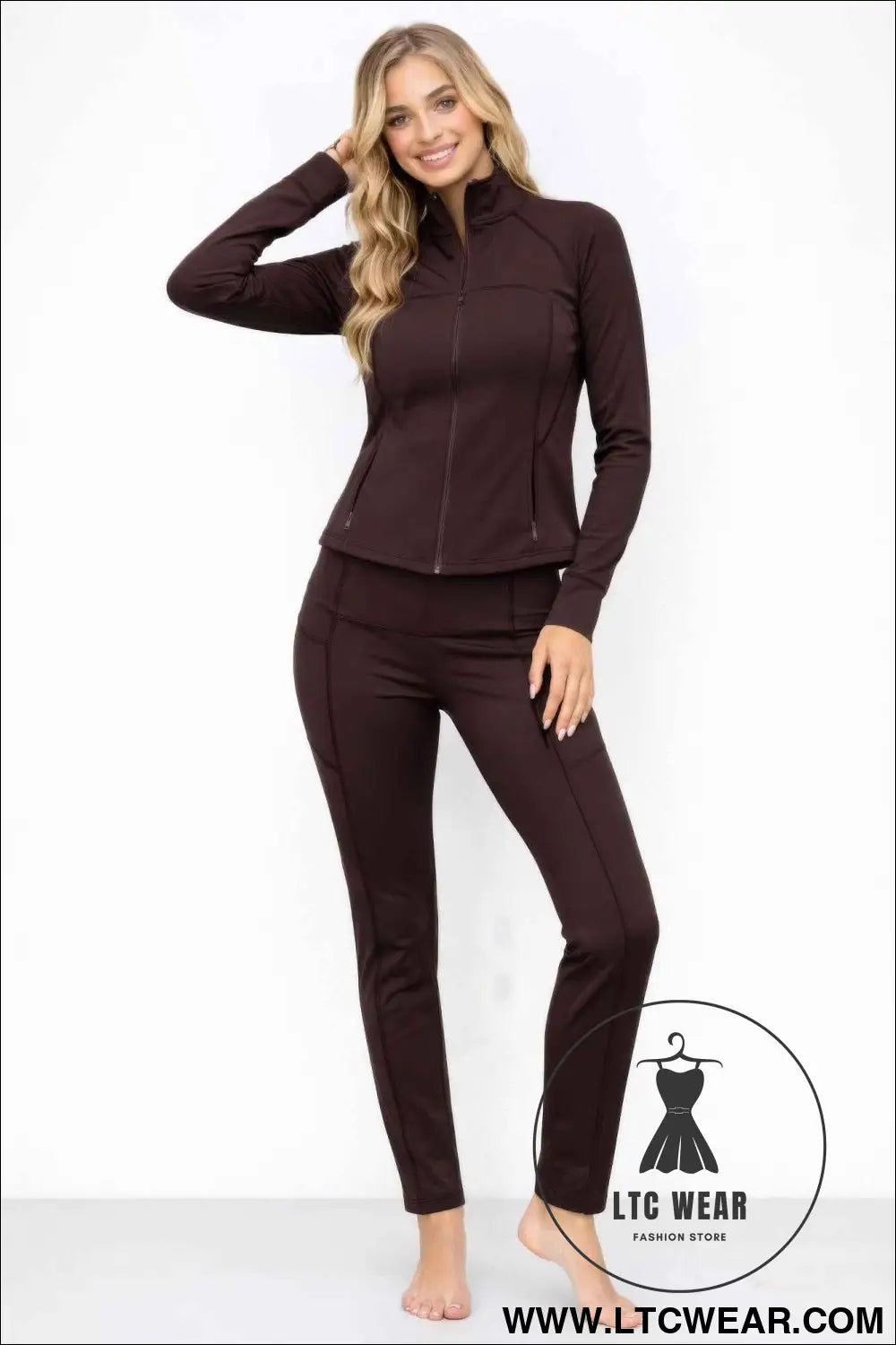 Athletic Workout Lounge Zip Up Jacket And Pant Set