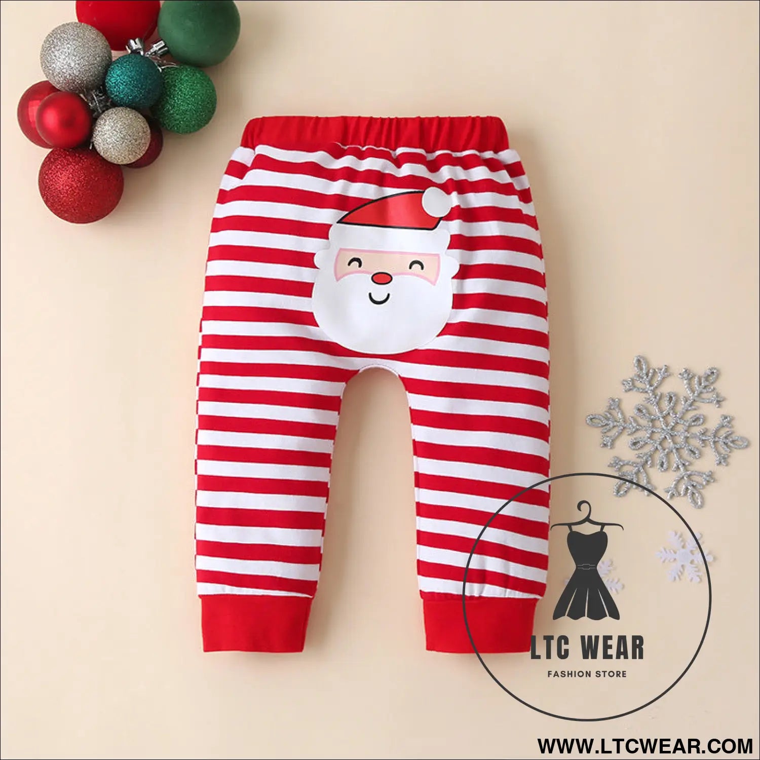 Autumn baby children’s christmas long-sleeved three-piece suit new striped pants detachable hat romper suit
