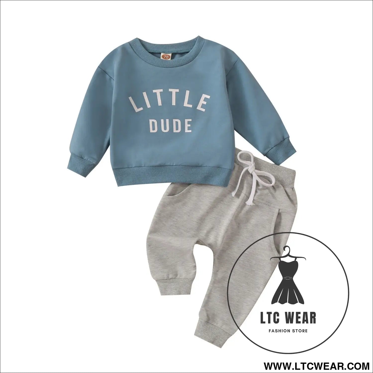 Autumn new boys’ letter printed long sleeve ha yi sports minimalist long pants two piece set - blue / 70cm