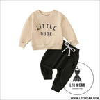 Autumn new boys’ letter printed long sleeve ha yi sports minimalist long pants two piece set - light yellow / 70cm