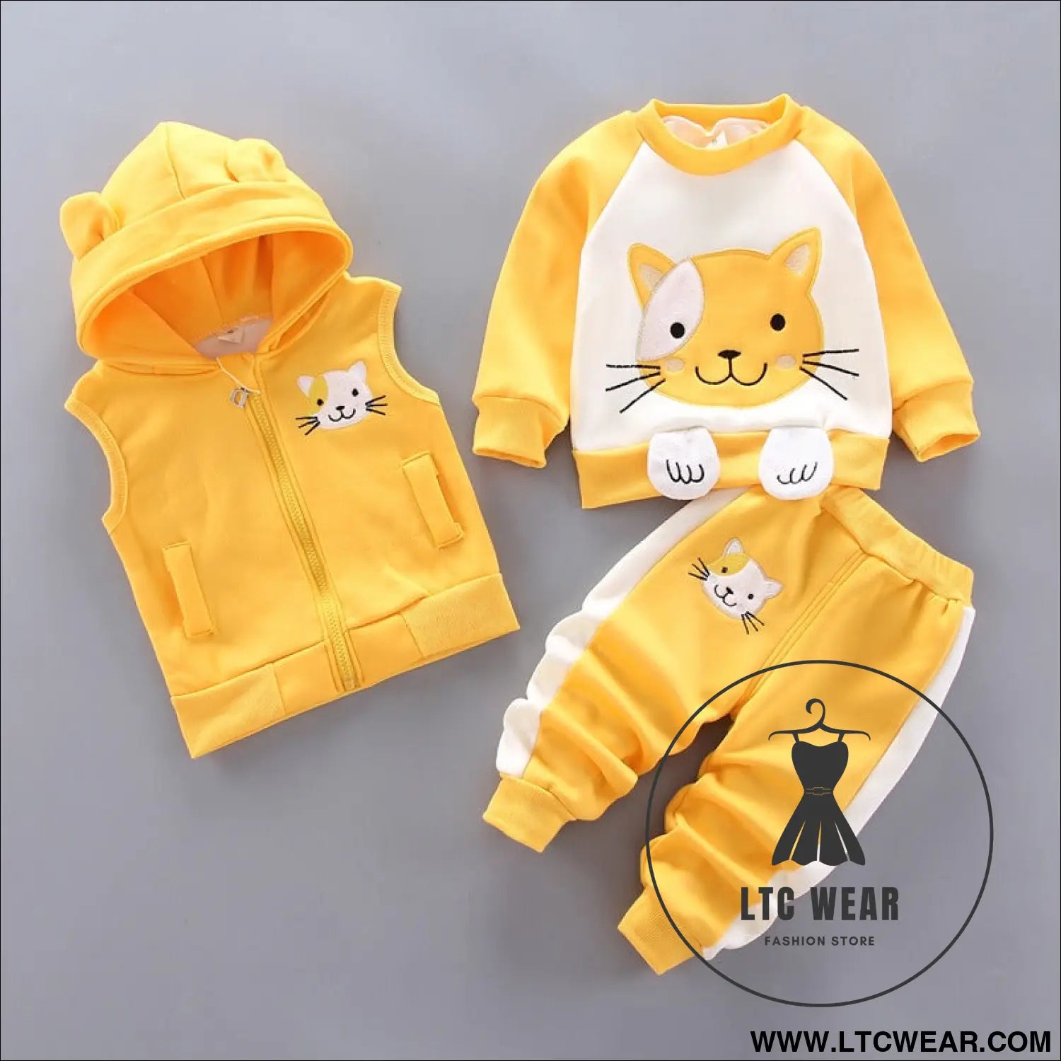 Autumn new children’s clothing autumn clothing plush bear three piece set korean children’s suit trend