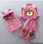 Autumn new children’s clothing autumn clothing plush bear three piece set korean children’s suit trend - big head bear