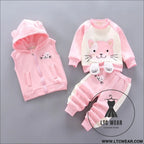 Autumn new children’s clothing autumn clothing plush bear three piece set korean children’s suit trend - thickened