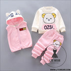 Autumn new children’s clothing autumn clothing plush bear three piece set korean children’s suit trend - thickened bear