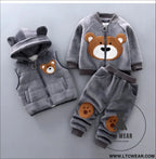 Autumn new children’s clothing autumn clothing plush bear three piece set korean children’s suit trend - big head bear