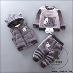 Autumn new children’s clothing autumn clothing plush bear three piece set korean children’s suit trend - fluffy cat