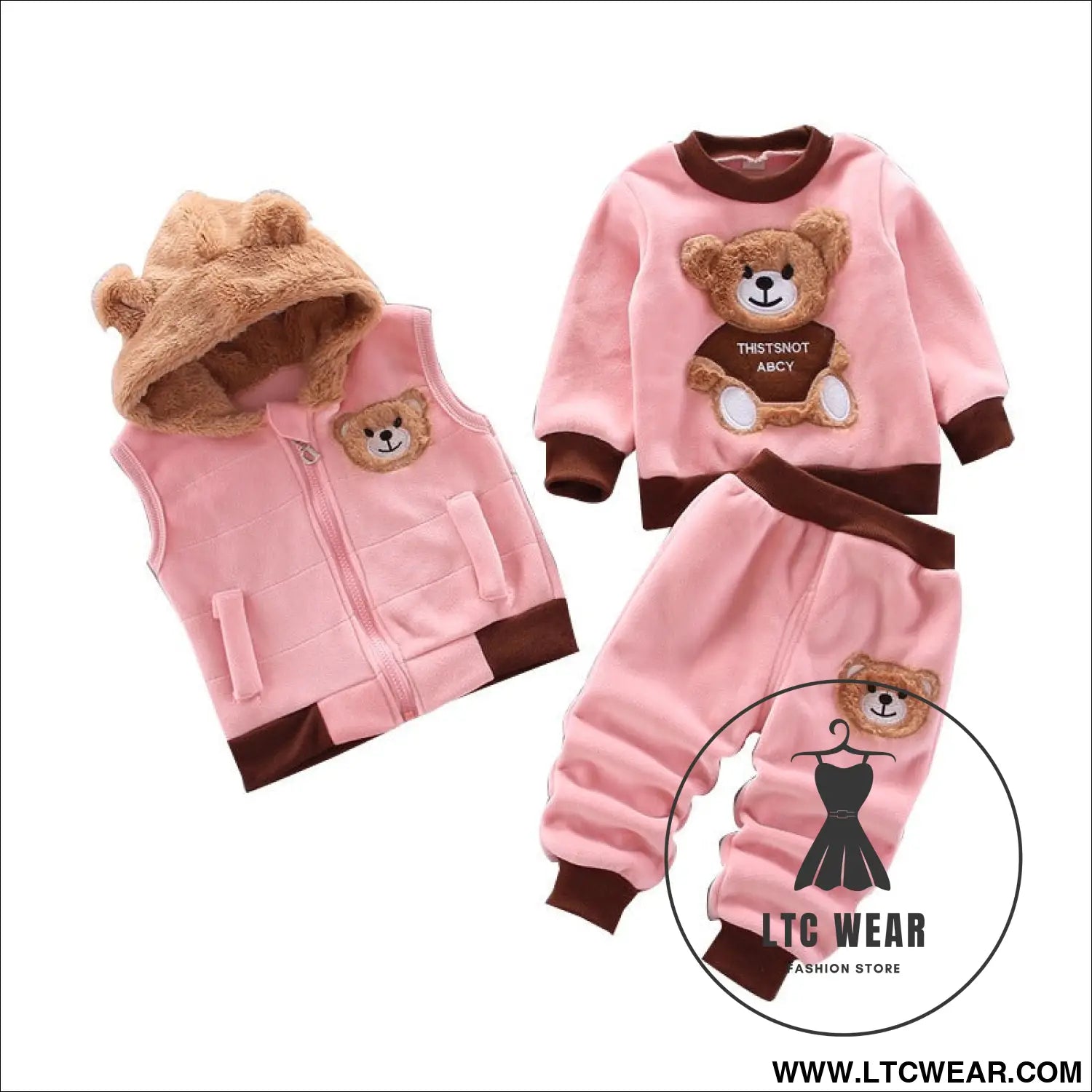 Autumn new children’s clothing autumn clothing plush bear three piece set korean children’s suit trend