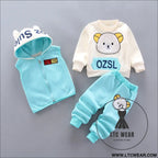 Autumn new children’s clothing autumn clothing plush bear three piece set korean children’s suit trend - thickened bear