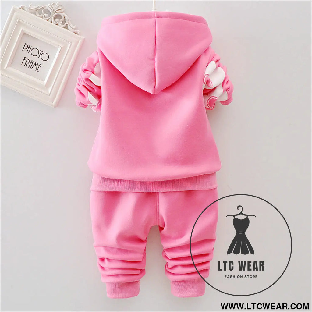 Autumn plus velvet set for girls’ outdoor wear three flower early winter clothing two-piece set for small
