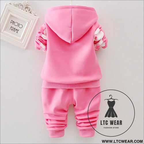 Autumn plus velvet set for girls’ outdoor wear three flower early winter clothing two-piece set for small