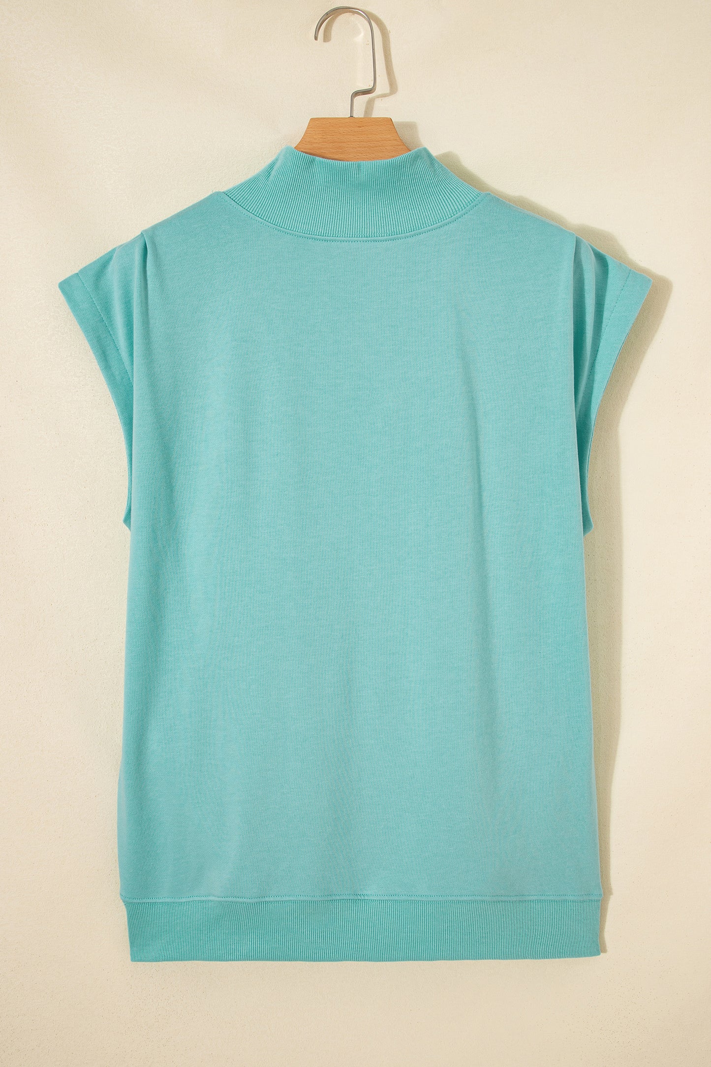 Yellow Solid Color High Neck Cap Sleeve Loose Top