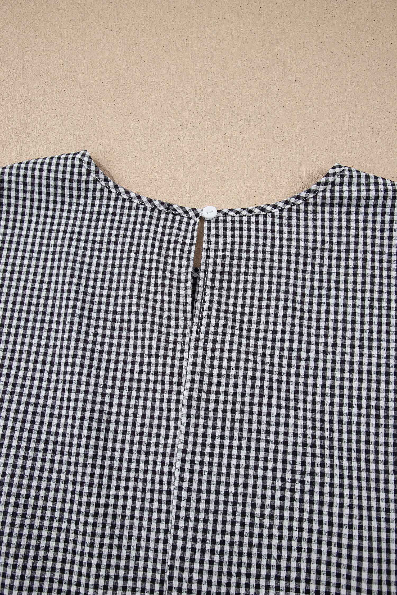 Black Plus Size Plaid Bow Decor Bell Sleeve Round Neck Jumper