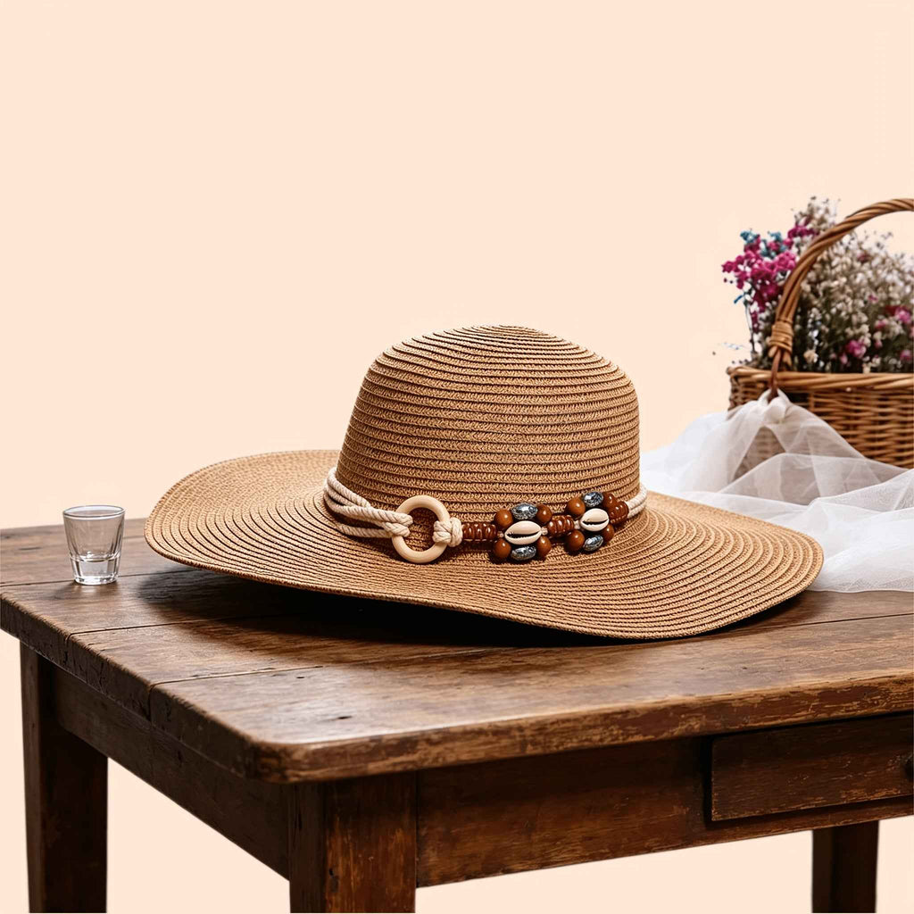 Boho Wide Brim Straw Hat Beach Travel Style
