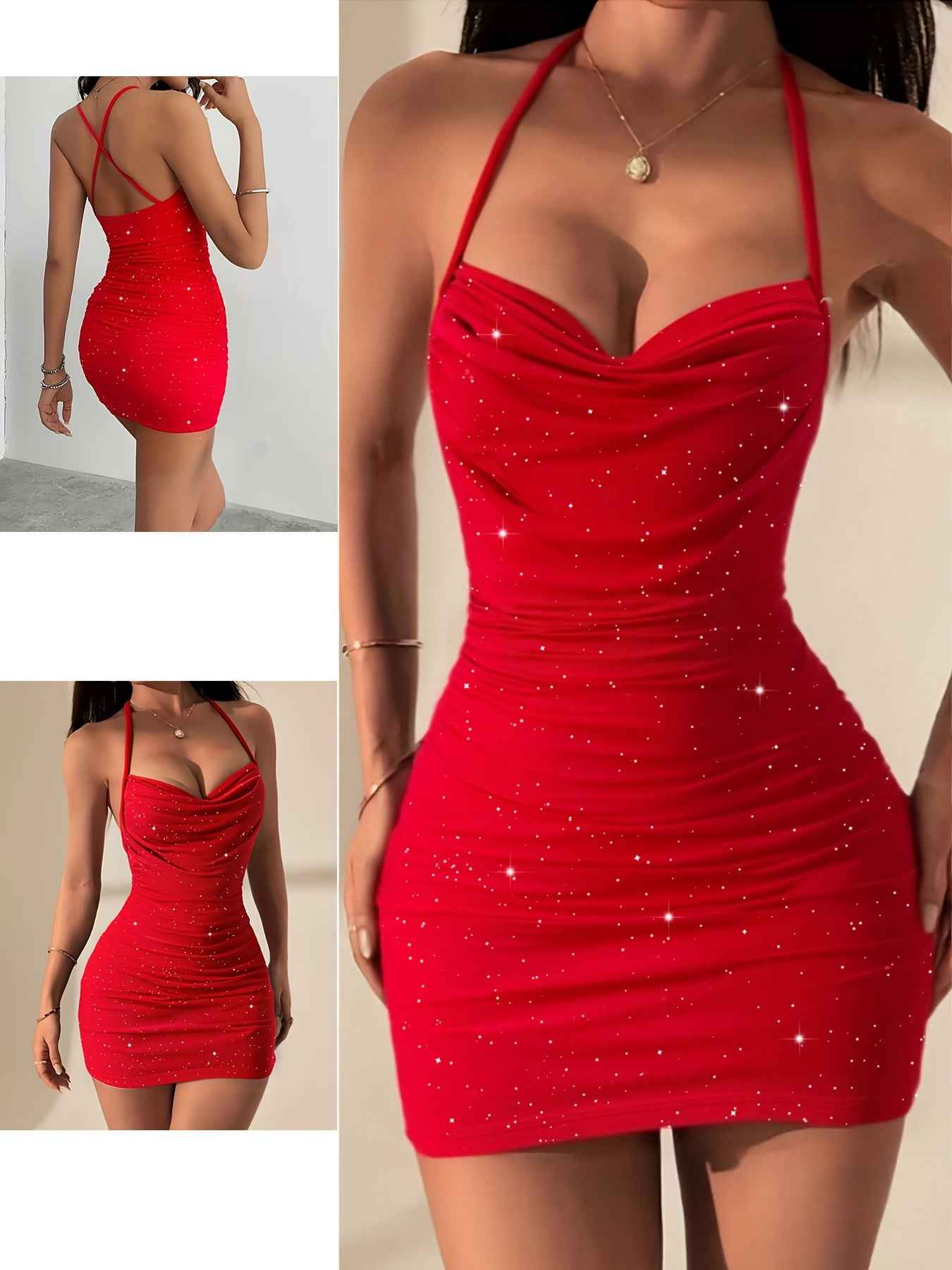 2025 Black Sequin Strappy Backless Bodycon Evening Gown