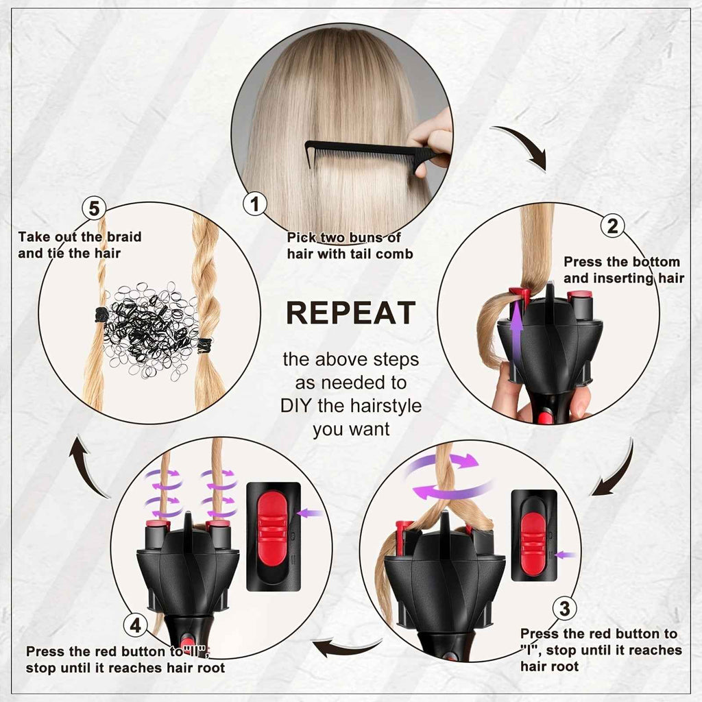 Effortless Automatic Hair Braider Quick Wireless Lazy Chic