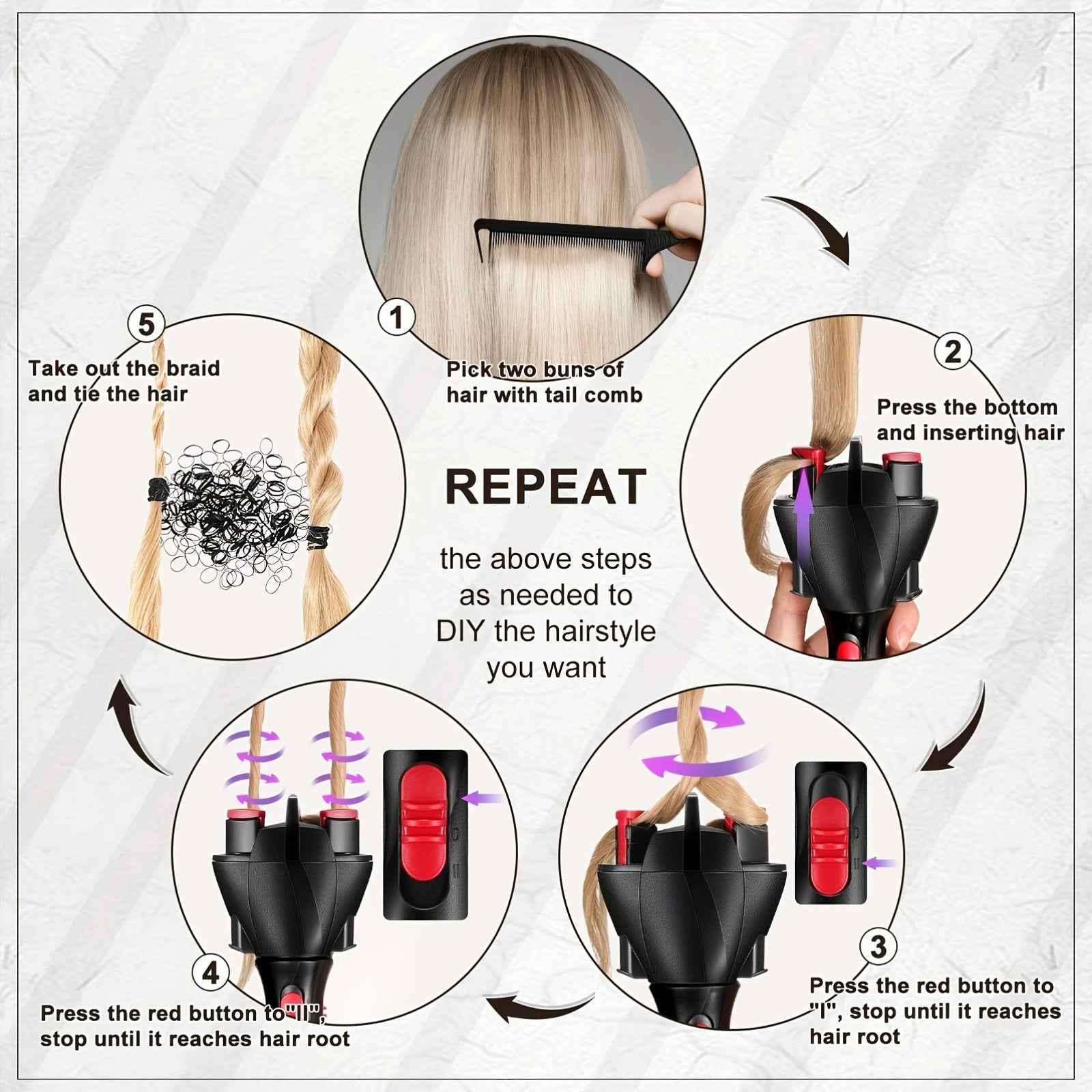 Effortless Automatic Hair Braider Quick Wireless Lazy Chic