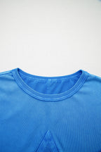 Blue Mineral Wash Star Mesh Patchwork Oversize Tee
