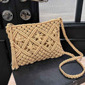 Boho Chic Handwoven Geometric Tassel Beach Tote Bag