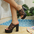Leopard Platform Thong Heels Summer Party Hot Shoes
