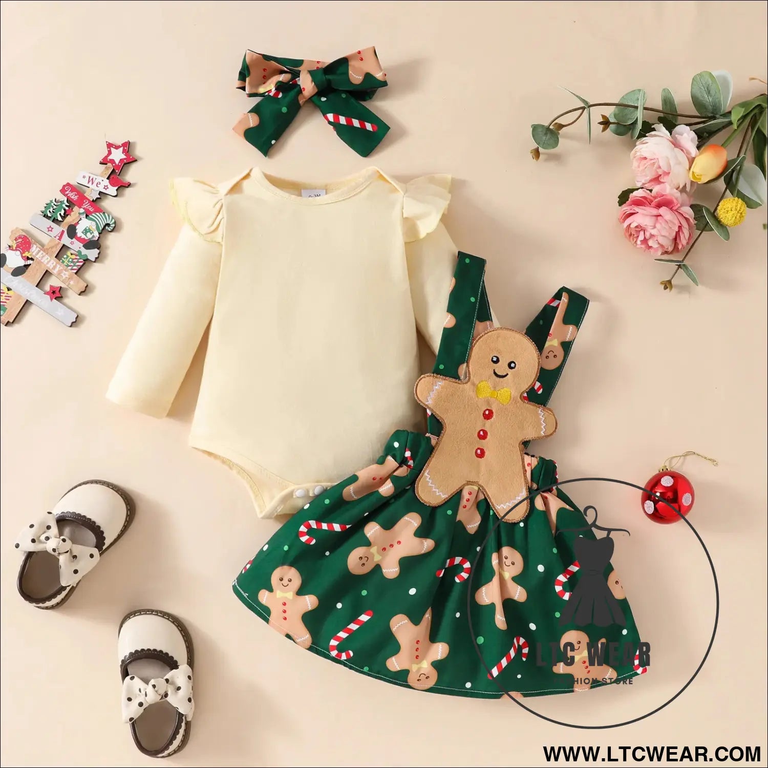 Baby christmas long sleeved top suspender skirt set christmas grandpa jumpsuit + solid color hoodie