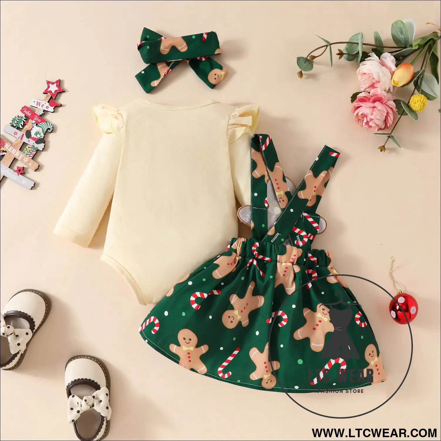 Baby christmas long sleeved top suspender skirt set christmas grandpa jumpsuit + solid color hoodie