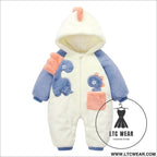 Baby one-piece clothes plush thickened autumn and winter new baby boys and girls romper cartoon crawling clothes winter