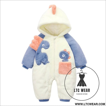 Baby one-piece clothes plush thickened autumn and winter new baby boys and girls romper cartoon crawling clothes winter