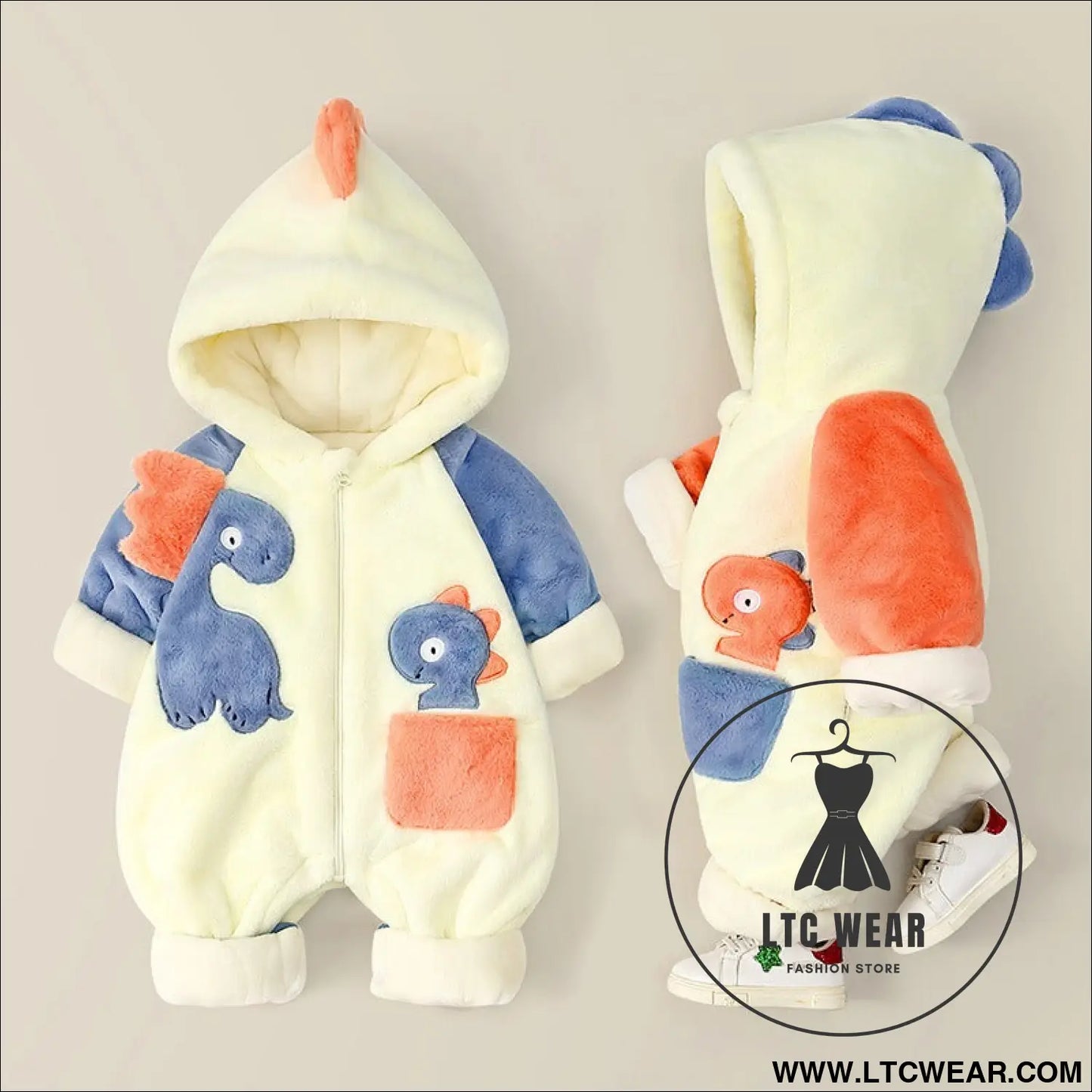 Baby one-piece clothes plush thickened autumn and winter new baby boys and girls romper cartoon crawling clothes winter