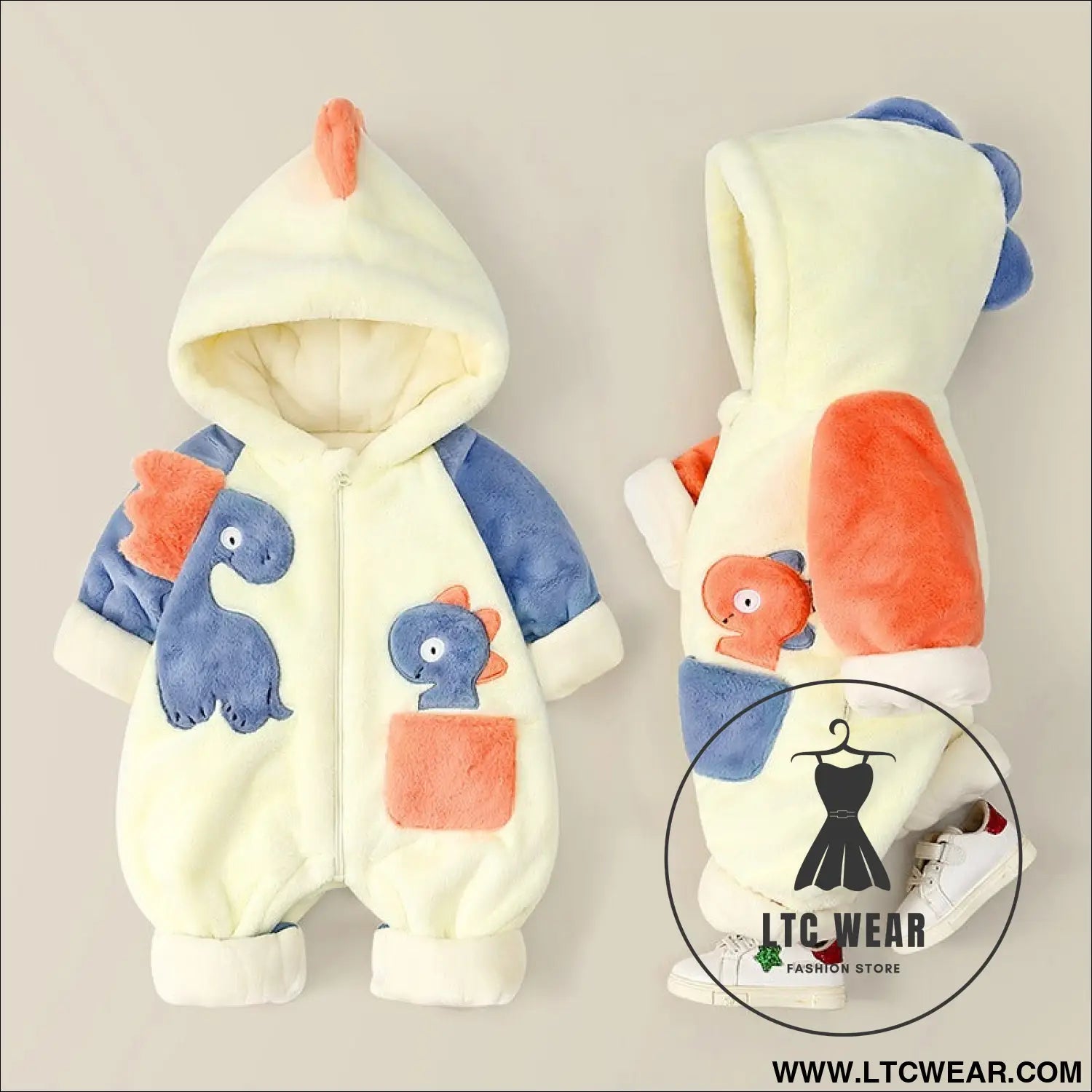 Baby one-piece clothes plush thickened autumn and winter new baby boys and girls romper cartoon crawling clothes winter